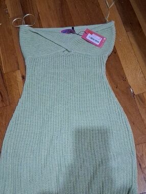 Edikted Light Green Knit Tube Dress